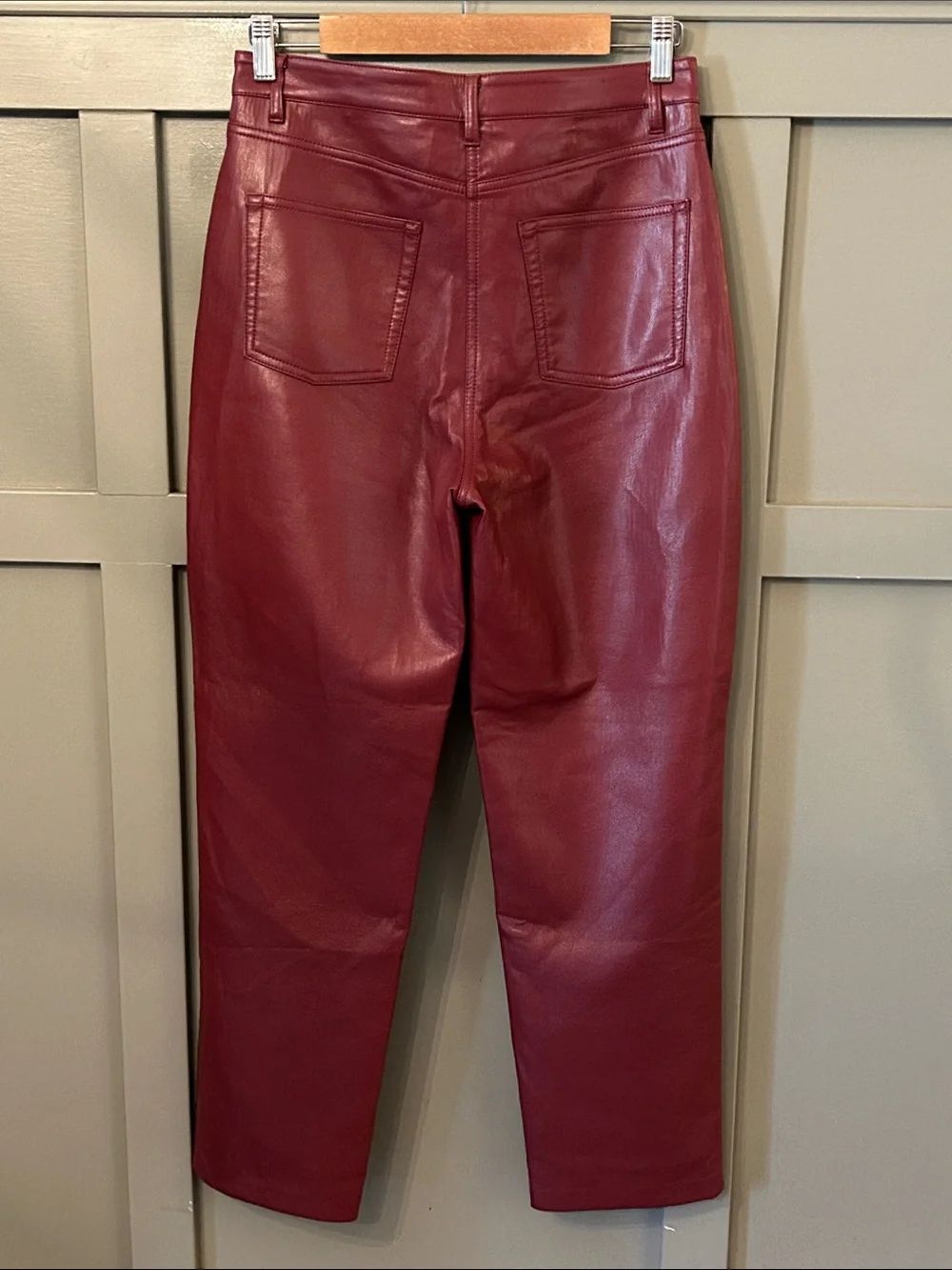 Aritzia Wilfred The Melina High Waist Vegan Leather Pants Garnet Red Size 8